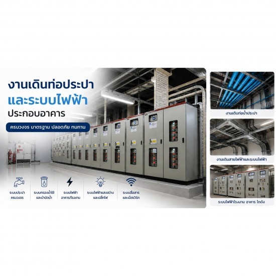 บริษัทรับออกแบบระบงานเดินท่อประปา และระบบไฟฟ้าประกอบอาคารบผลิตน้ำ