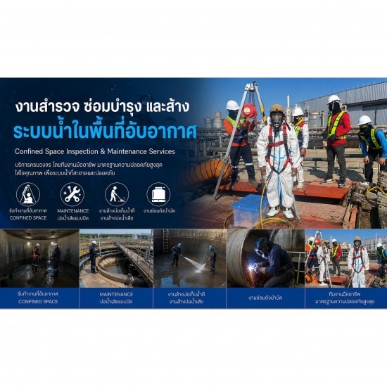 งานสำรวจซ่อมบำรุงระบบน้ำในพื้นที่อับอากาศ